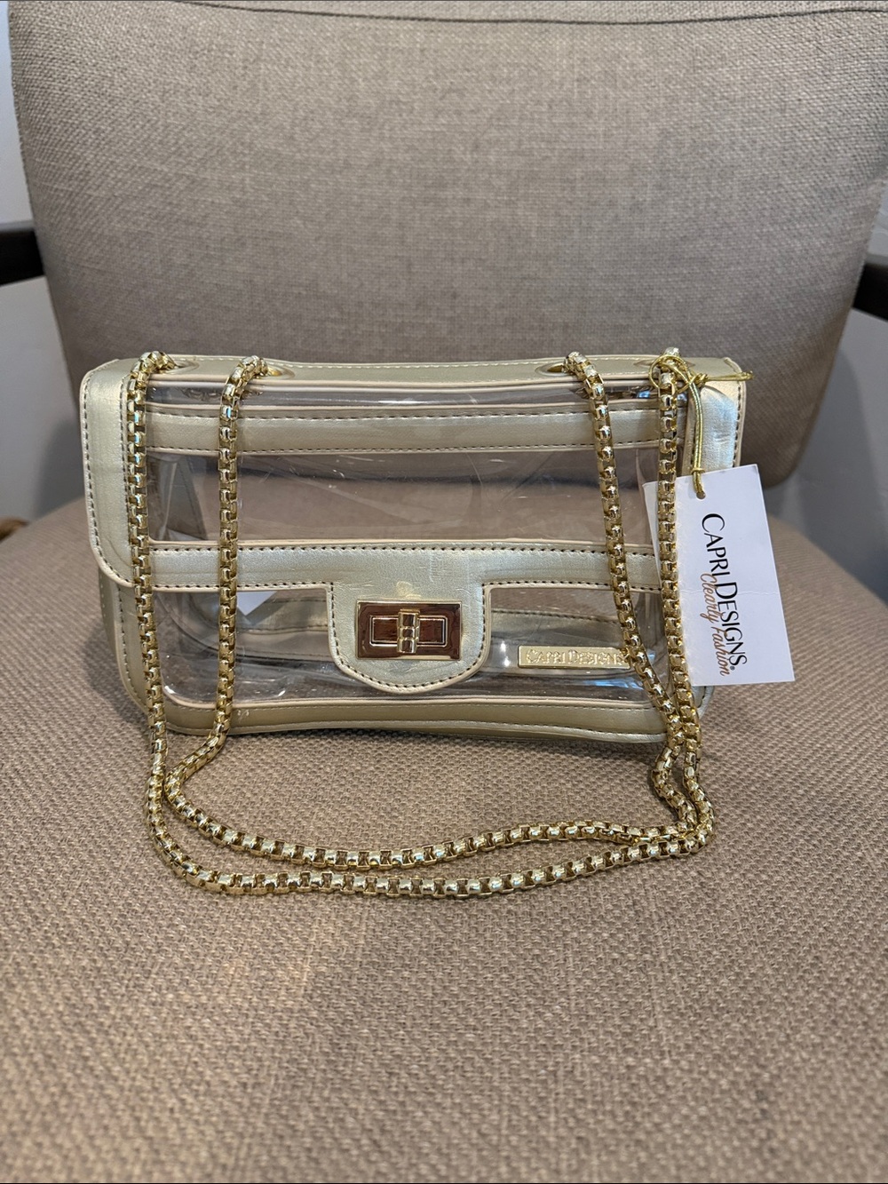 Capri Designs Clear Gold Chain Crossbody